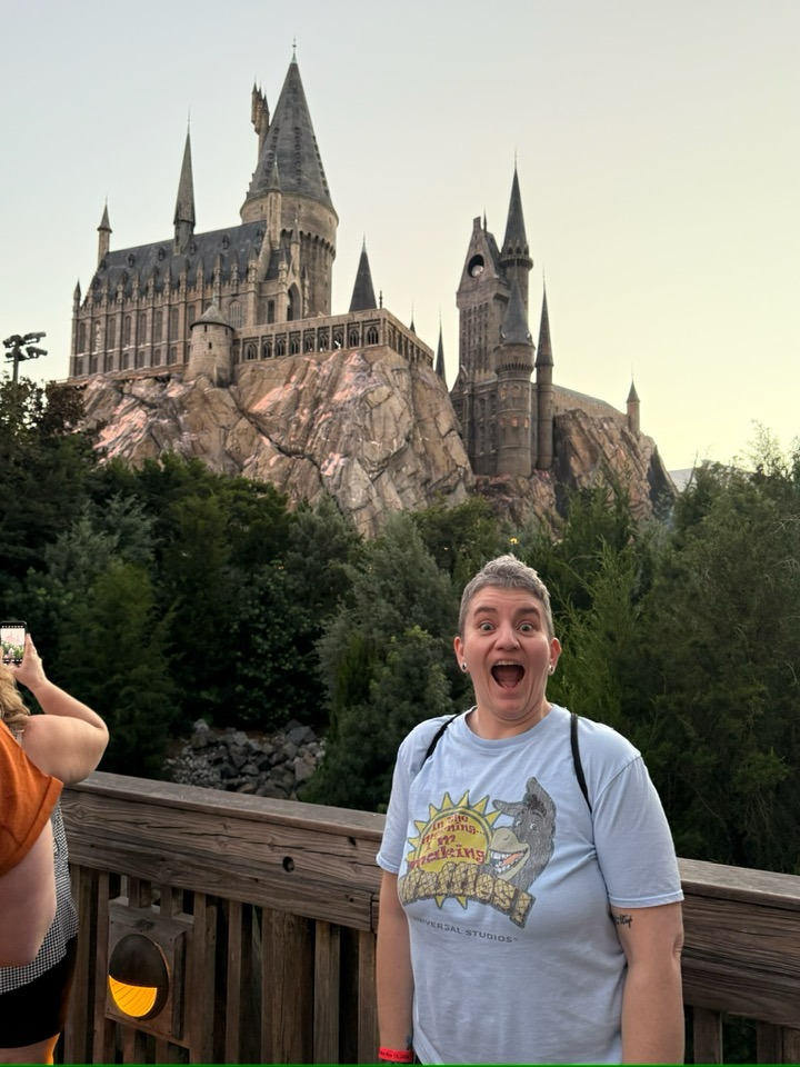 Me at Hogwarts stephanie ashley travel advisor unconditional adventures hogwarts castle universal studios