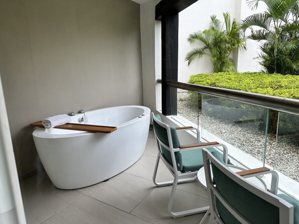 jetted tub on the balcony at the Hard Rock Punta Cana