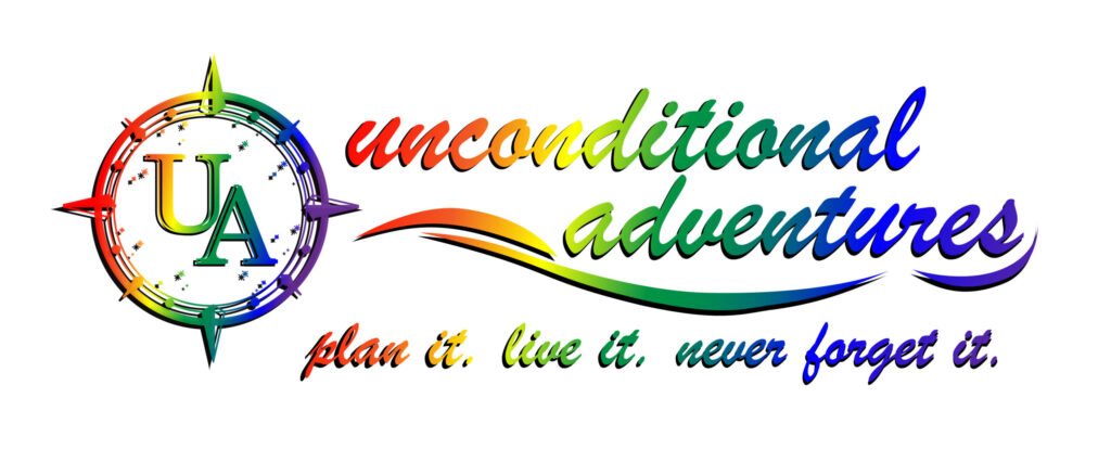 Unconditional Adventures pride colors logo